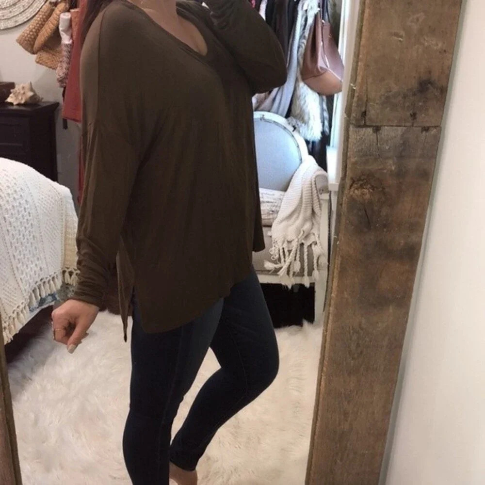 COCO + Carmen new with tags olive green XXL long sleeve top - Picture 2 of 5